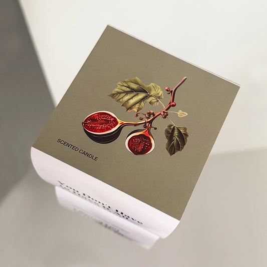 Top view of Unundone candle packaging for ‘You Don’t Have to Have It All Figured Out’, showing the botanical illustration on the box.